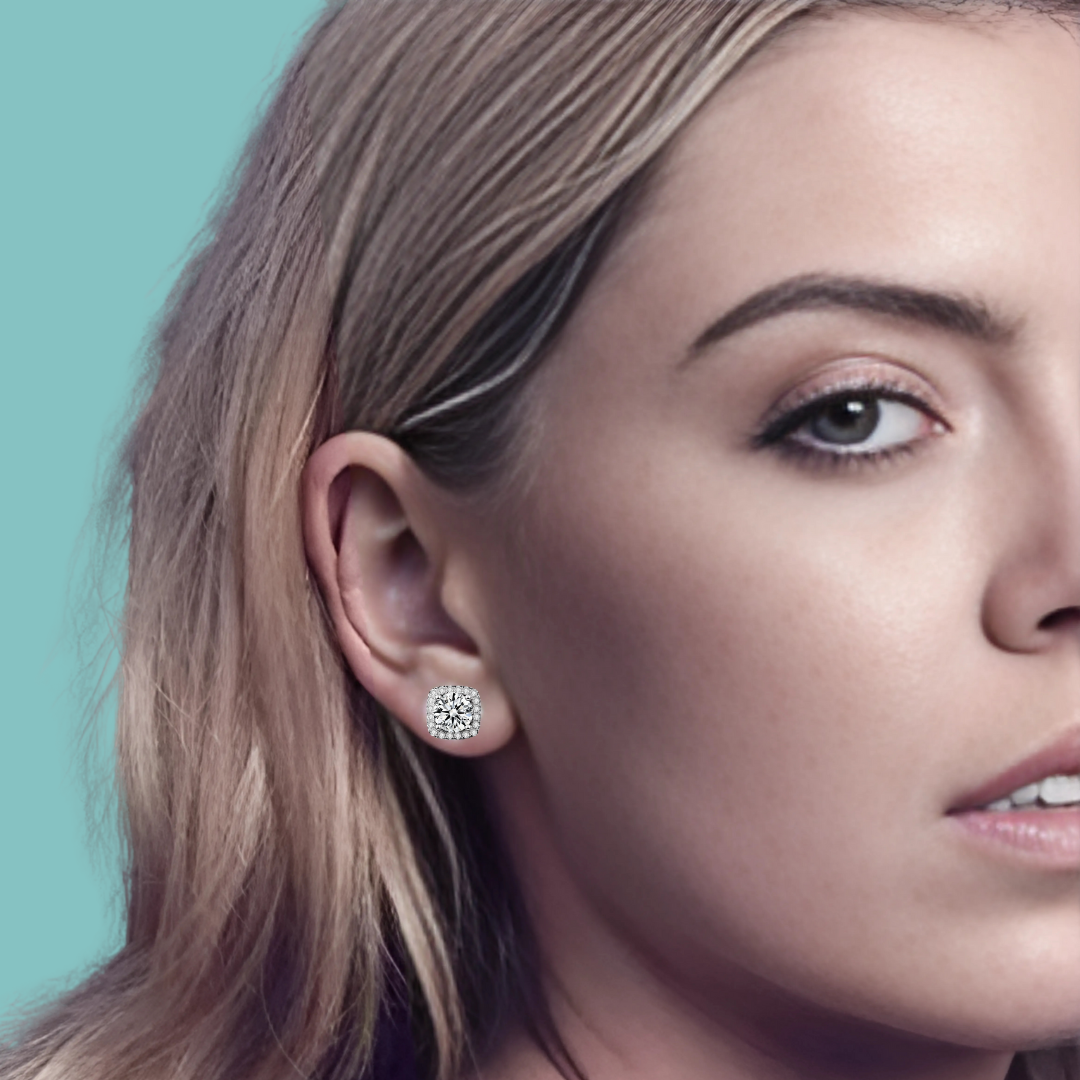 Silver Glow Moissanite Stud Earrings