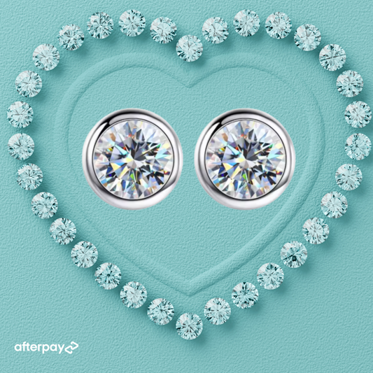 Lumi Bezel Moissanite Stud Earrings