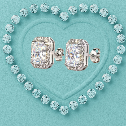 Marcella Radiant Halo Moissanite Stud Earrings