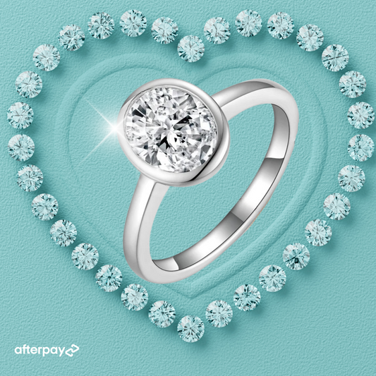 Solara Bezel Set Oval Moissanite Ring