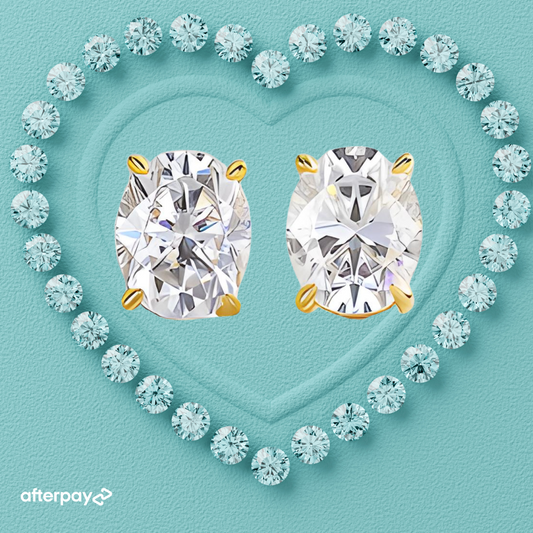 Oval cut moissanite stud earrings in sterling silver