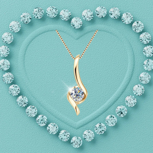 Twist style moissanite pendant necklace in sterling silver