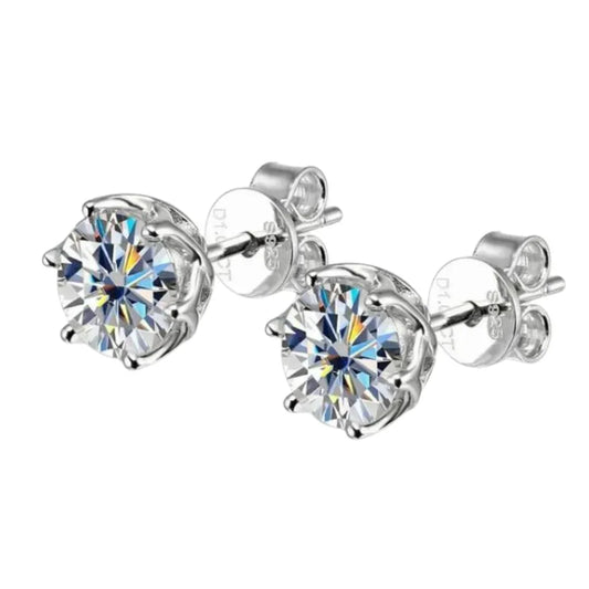 0.5 Carat Classic Solitaire Moissanite Stud Earrings.