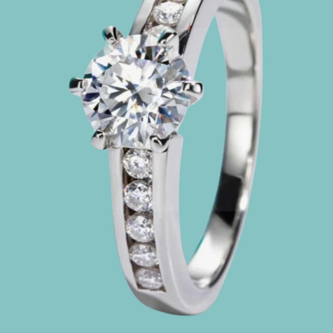Tiffany-Inspired Channel Set Moissanite Ring