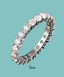 Full eternity moissanite ring with brilliant round cut stones