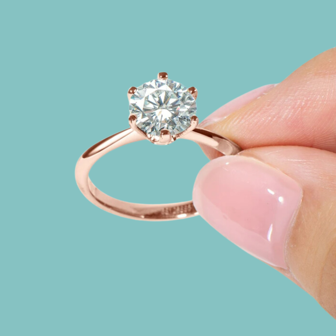 Knife Edge 'Audrey' Solitaire Moissanite Ring