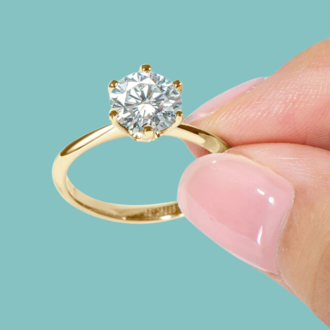 Knife Edge 'Audrey' Solitaire Moissanite Ring