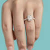 Emerald Cut Halo Moissanite Ring