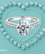 Oval moissanite engagement ring with pavé band in sterling silver
