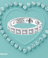 Princess cut moissanite eternity band in sterling silver