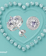 Halo moissanite stud earrings with round brilliant centre