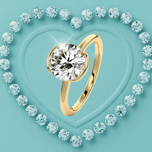 1 Carat Half Bezel Set Solitaire Moissanite Ring.