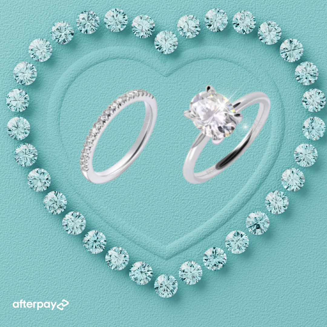 Oval moissanite ring set with hidden halo and matching band