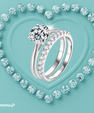 Silver moissanite solitaire ring with matching pavé band