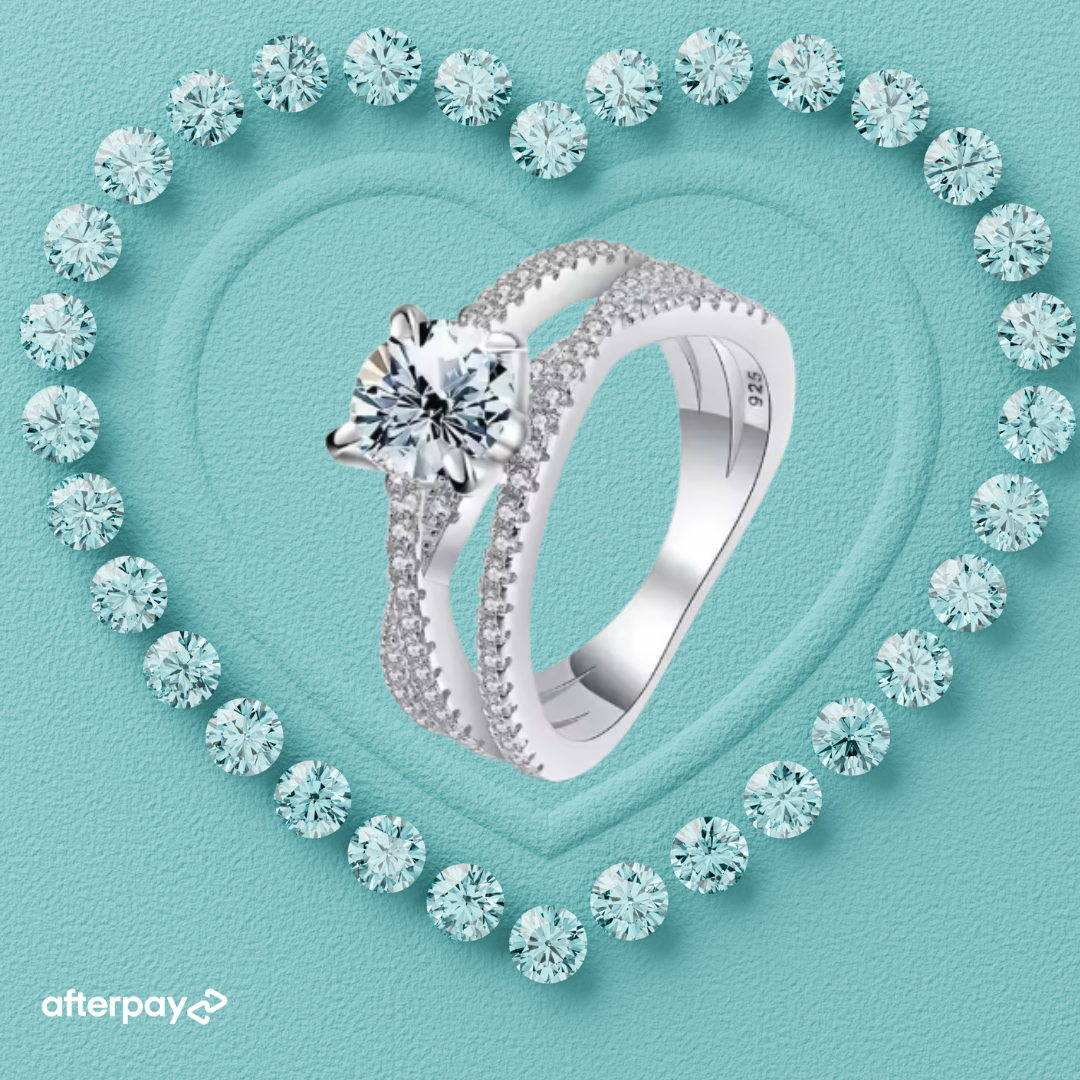 Elodie Split Band Ring with round centre stone and sparkling pavé split band in sterling silver.