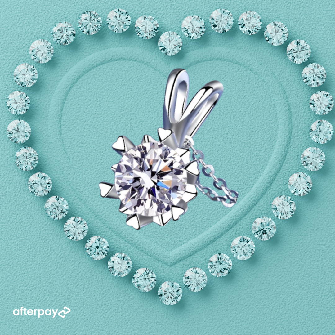 Nova Starburst round-cut moissanite pendant necklace on a silver-tone chain