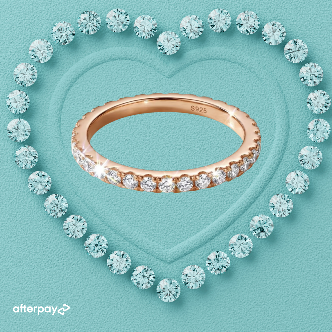 Liora round-cut moissanite band in rose gold-plated 