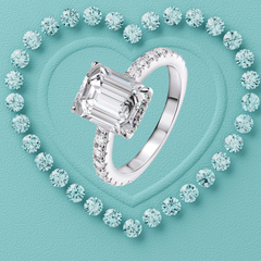 The Odette Emerald Cut Pavé Moissanite Ring