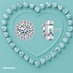 Round Moissanite Halo Earrings