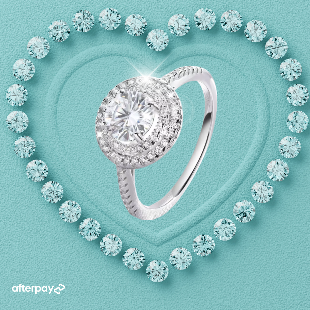 Double Halo Round Moissanite Ring