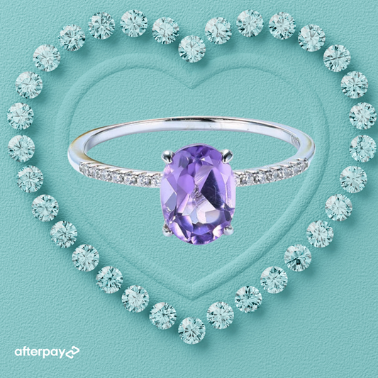 1 Carat Oval Amethyst Ring