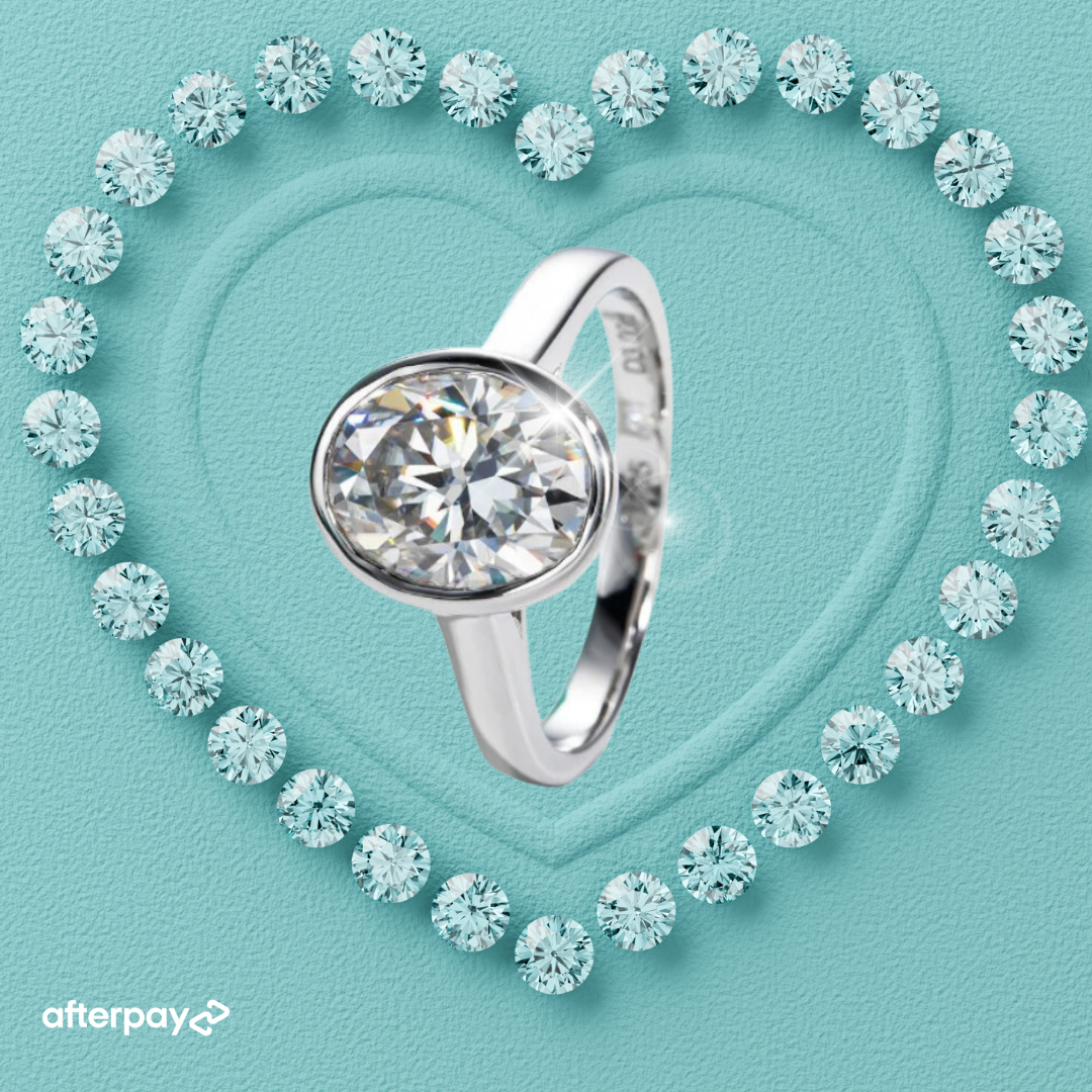 Bezel Set Oval Moissanite Diamond Ring