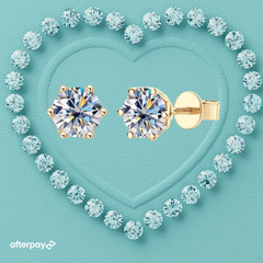 1 Carat Solid Gold Moissanite Solitaire Studs