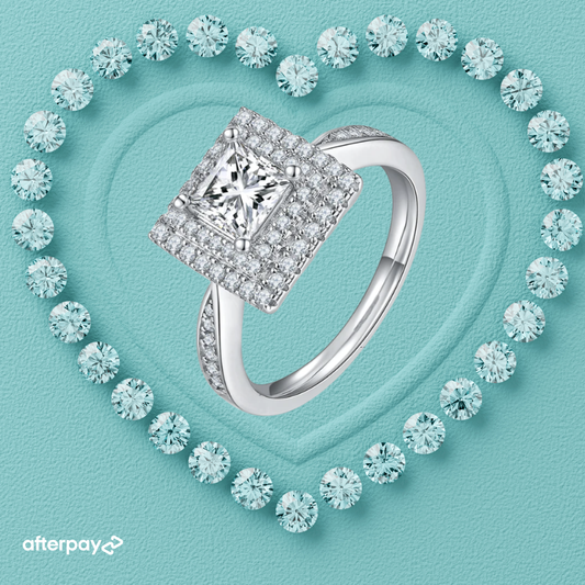 The “Elysian” Princess Double Halo Ring