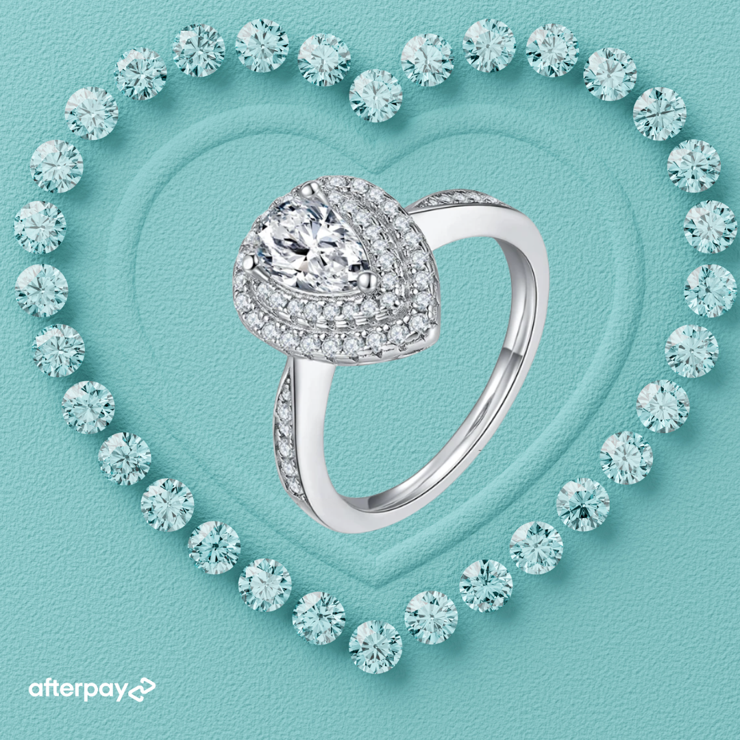 The “Aveline” Pear Halo Ring