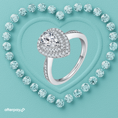 The “Aveline” Pear Halo Ring