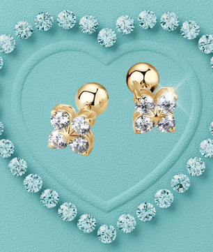 Lucky Clover Moissanite Diamond Earrings.