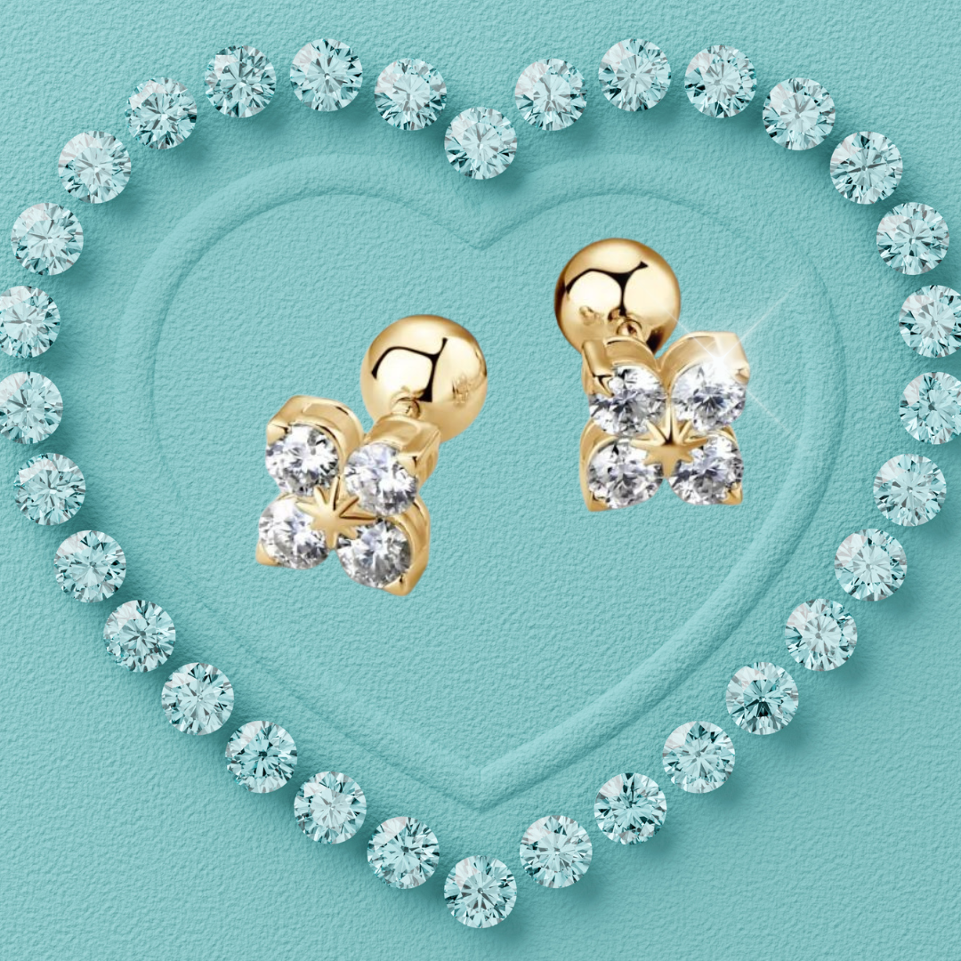 Lucky Clover Moissanite Diamond Earrings.