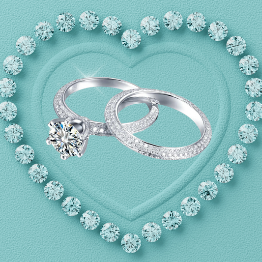 3 Carat Pavé Knife Edge Tiffany Inspired Solid Gold Set.