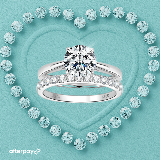 2 Carat Moissanite Ring & Wedding Band Set.