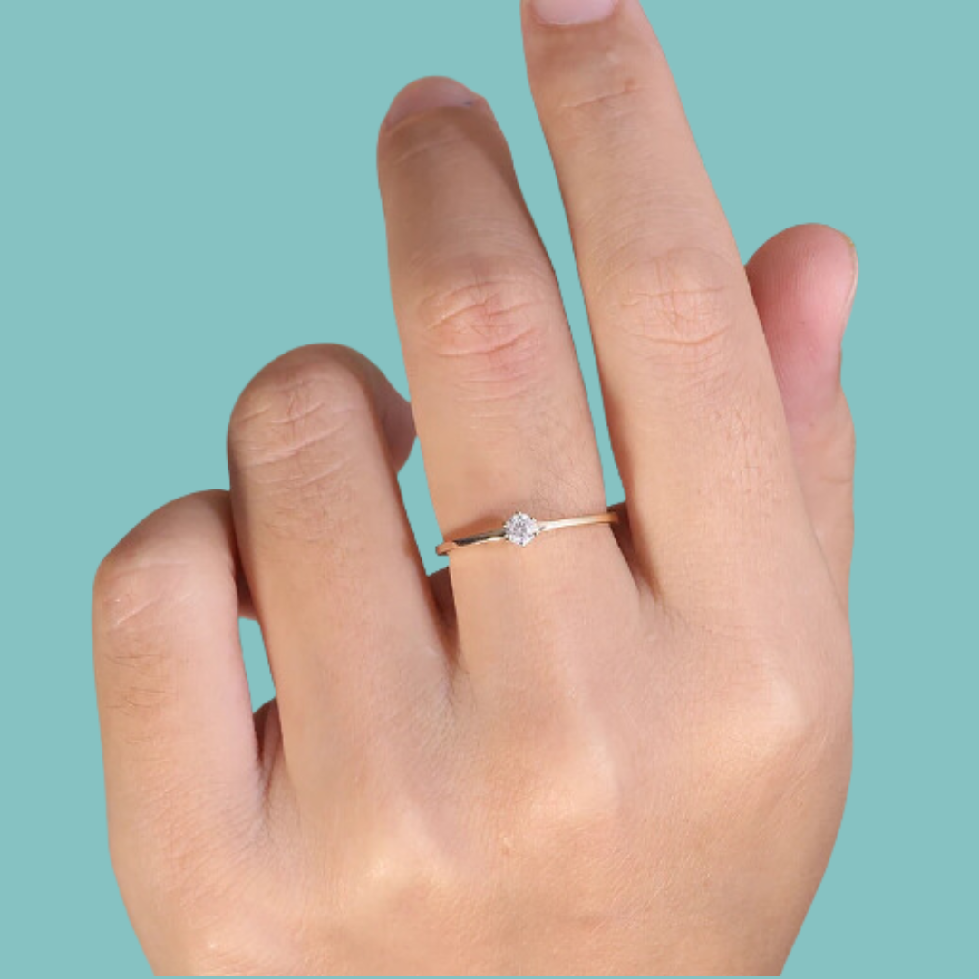 Mini Moissanite Solid Gold Ring