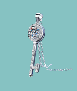 Unlock the Sparkle Moissanite Key Pendant