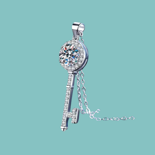 Unlock the Sparkle Moissanite Key Pendant