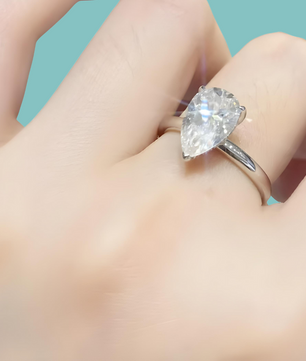 Pear Cut Solitaire Moissanite Ring