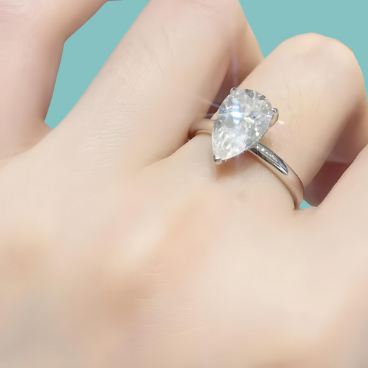 Pear Cut Solitaire Moissanite Ring