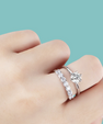 Knife edge moissanite ring set with matching wedding band