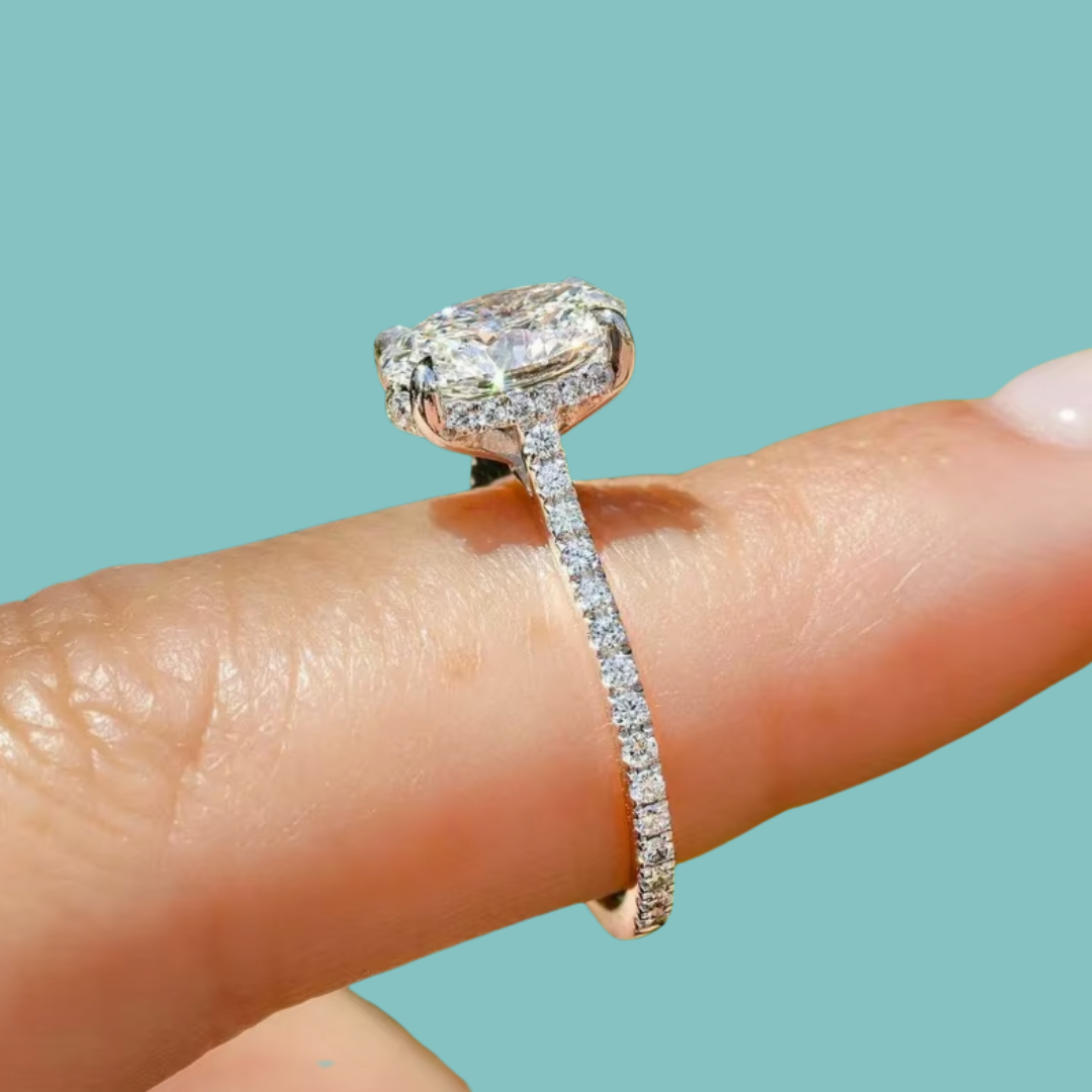 Amelie Oval Hidden Halo Moissanite Ring