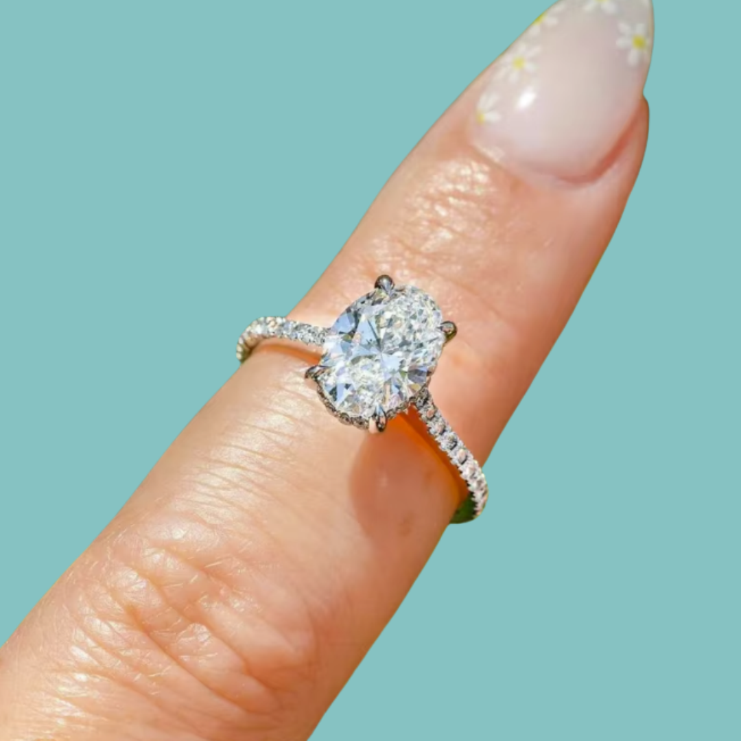 Amelie Oval Hidden Halo Moissanite Ring