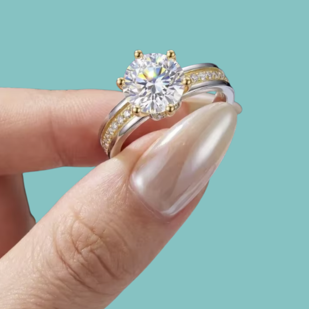 Virelle Two-Tone Round Moissanite Ring