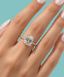The Odette Emerald Cut Pavé Moissanite Ring