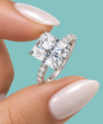 Radiant cut moissanite ring