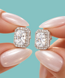 Marcella Radiant Halo Moissanite Stud Earrings