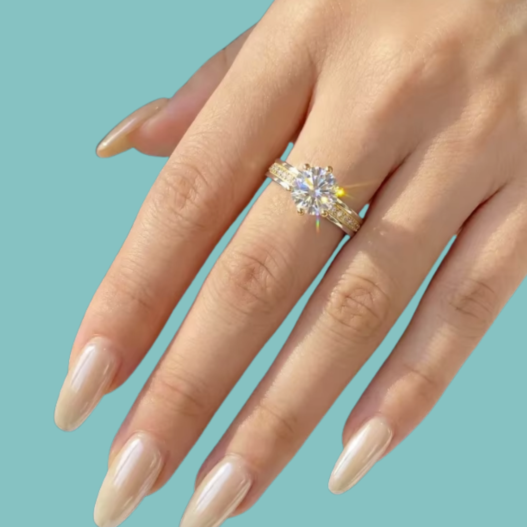 Virelle Two-Tone Round Moissanite Ring