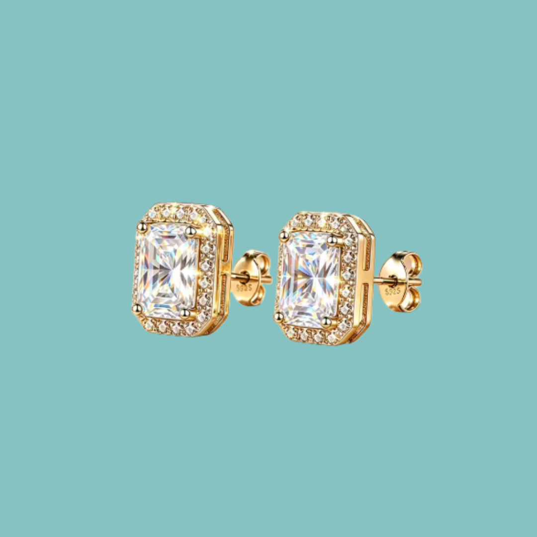 Marcella Radiant Halo Moissanite Stud Earrings