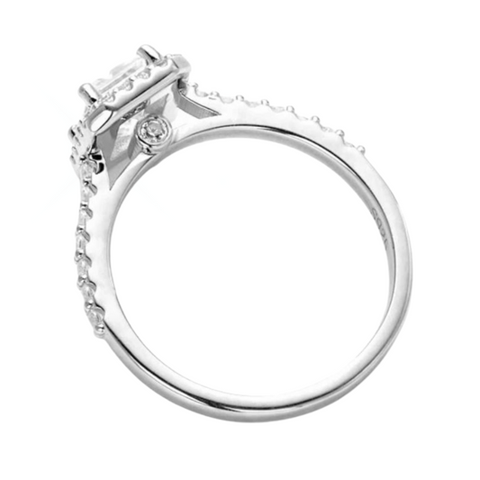 1 Carat Emerald Cut Halo 'Jennifer' Moissanite Ring.
