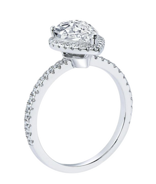 2 Carat Pear Cut Halo Moissanite Ring.